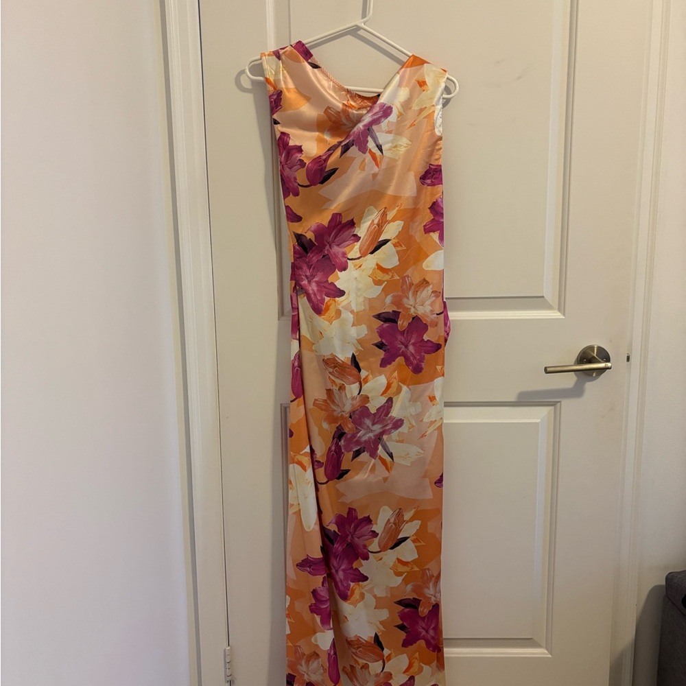 Floral Satin Maxi Dress